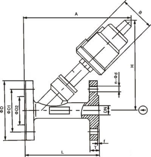 空気の角度の止められた弁DN80 PN16棒フランジの端DN15 | DN100サイズ0